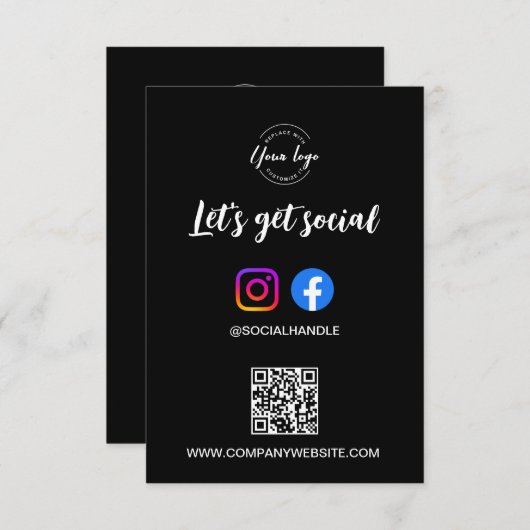 Invitation Let's Get Social Media website Custom logo QR code (Devant / Derrière)