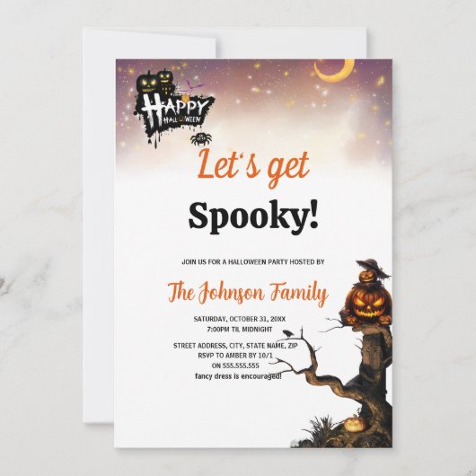 Invitation Let's Get Spooky Halloween Party Foil  (Devant)