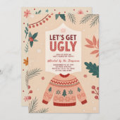 Invitation Let's Get Ugly Retro Christmas Ugly Sweater Party (Devant / Derrière)