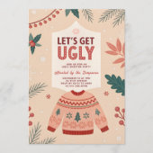 Invitation Let's Get Ugly Retro Christmas Ugly Sweater Party (Devant)