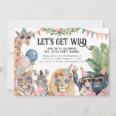 Invitation Let's Get Wild Jungle Animals Birthday (Devant)