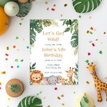 Lets Get Wild Safari Jungle Animals Birthday
