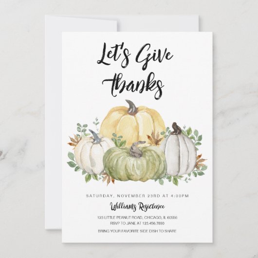 Invitation Let's Give Thanks Thanksgiving (Devant)