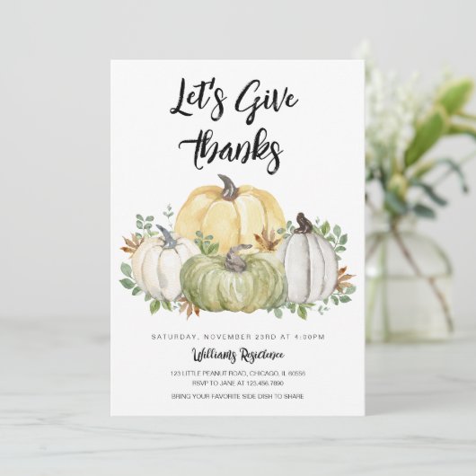Invitation Let's Give Thanks Thanksgiving (Debout devant)