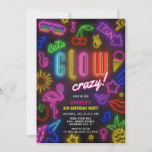 Invitation Let's GLOW Crazy' Neon glow in the dark Birthday (Devant)