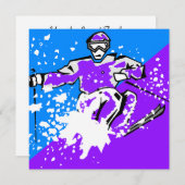 Invitation "LET'S GO SKIING" ski de style moderne (Devant / Derrière)