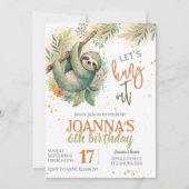 Invitation Let's hang out sloth kids birthday (Devant)