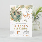 Invitation Let's hang out sloth kids birthday (Debout devant)