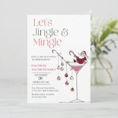 Invitation Let's Jingle and Mingle, Santa Cocktail christmas (Debout devant)