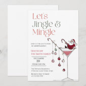 Invitation Let's Jingle and Mingle, Santa Cocktail christmas (Devant / Derrière)