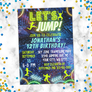 Invitation Let's Jump Bounce Neon Trampoline Park Anniversair