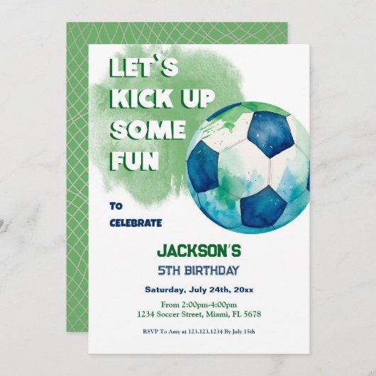 Invitation Let's kick up some fun Soccer (Devant / Derrière)