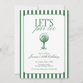 Invitation Lets Par Tee Golf Birthday Party Green Stripe (Devant)