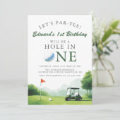 Invitation Let's Par-Tee Golf Buggy Fun 1st Birthday (Debout devant)