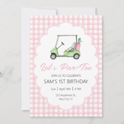 Invitation Let's Par - Tee Pink Golf Anniversaire (Devant)