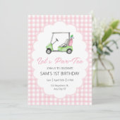 Invitation Let's Par - Tee Pink Golf Anniversaire (Debout devant)