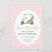 Invitation Let's Par - Tee Pink Golf Anniversaire (Devant / Derrière)