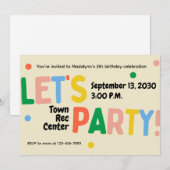 Invitation let's party colorful birthday celebration invite (Devant / Derrière)