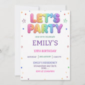 Invitation Let's Party Colorful Birthday Party (Devant)