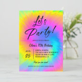 Invitation Let's Party  Colorful Tie Dye birthday  (Debout devant)