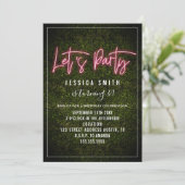 Invitation Let's Party Neon Boxwood Birthday (Debout devant)