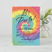 Invitation Let's Party, Pink Tie Dye birthday  (Debout devant)