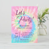 Invitation Let's Party, Pink Tie Dye birthday (Debout devant)