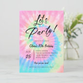 Invitation Let's Party, Pink Tie Dye birthday party (Debout devant)