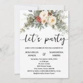 Invitation Let's Party Winter White Flowers Engagement (Devant)