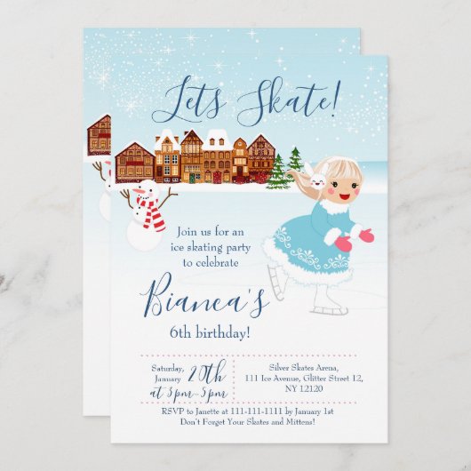 Invitation Lets Patiner l'invitation anniversaire (Devant / Derrière)