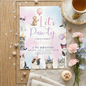 Invitation Let's Paw-ty! Adorable Cat Birthday Party 