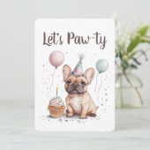 Invitation Let's Pawty Birthday French Bulldog (Debout devant)