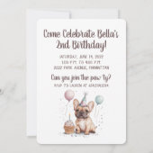 Invitation Let's Pawty Birthday French Bulldog (Dos)