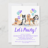 Invitation Lets Pawty Chien Chien Chien Chien Fête Anniversai (Devant)