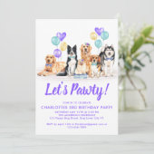 Invitation Lets Pawty Chien Chien Chien Chien Fête Anniversai (Debout devant)