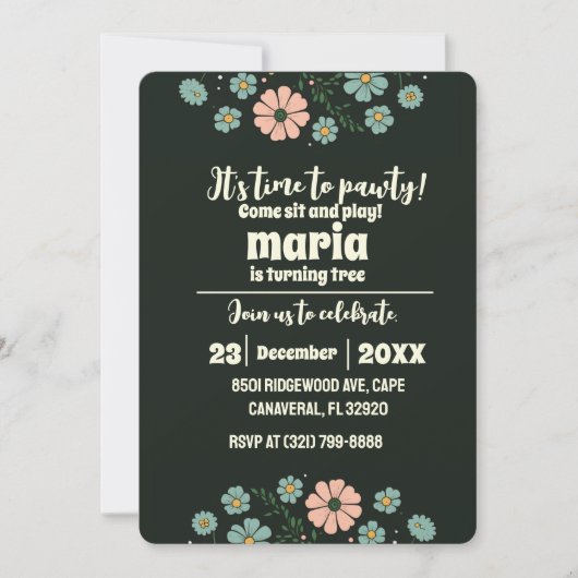 Invitation Lets Pawty Chien Chien Chien Chiot Anniversaire Ré (Devant)