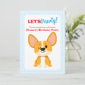 Invitation Let's Pawty Corgi Birthday (Debout devant)