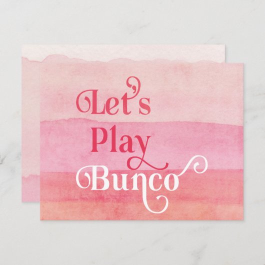 Invitation Let's Play Bunco Pink Modern (Devant / Derrière)