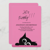 Invitation Lets Purty Cute Kitty Chat Bleu Anniversaire (Devant / Derrière)