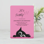 Invitation Lets Purty Cute Kitty Chat Bleu Anniversaire (Debout devant)