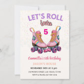 Invitation Let's Roll into 5 Retro Roller Skate Birthday  (Devant)