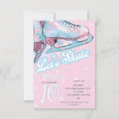 Invitation "Let's skate" figure ice skating birthday party (Devant)