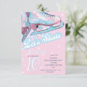 Invitation "Let's skate" figure ice skating birthday party (Debout devant)