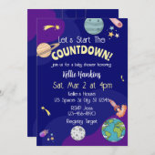 Invitation Let's Start the Countdown, Space Baby Shower (Devant / Derrière)