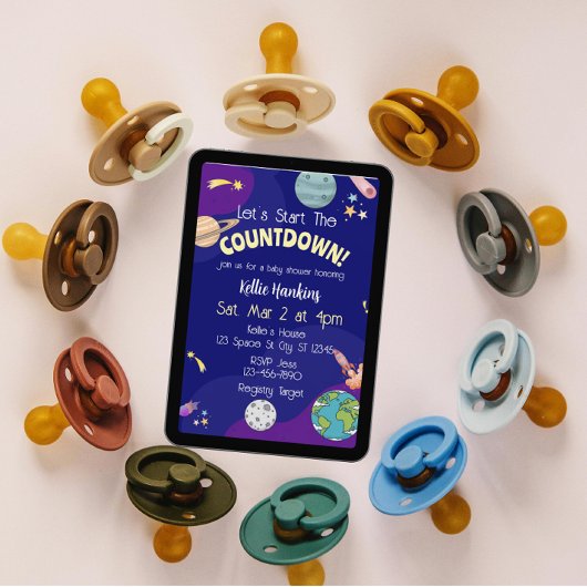 Invitation Let's Start the Countdown, Space Baby Shower