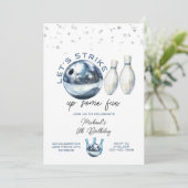 Invitation Let's Strike Boy 5th Galaxy bowling birthday party (Debout devant)