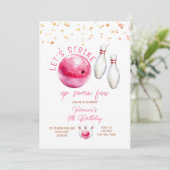 Invitation Let's Strike Girl 5th Pink bowling birthday party (Debout devant)