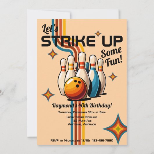 Invitation Let's Strike Up Some Fun Bowling Birthday Party (Devant)