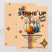 Invitation Let's Strike Up Some Fun Bowling Birthday Party (Devant / Derrière)