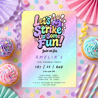 Invitation Let's Strike Up Some Fun Bowling Birthday Party